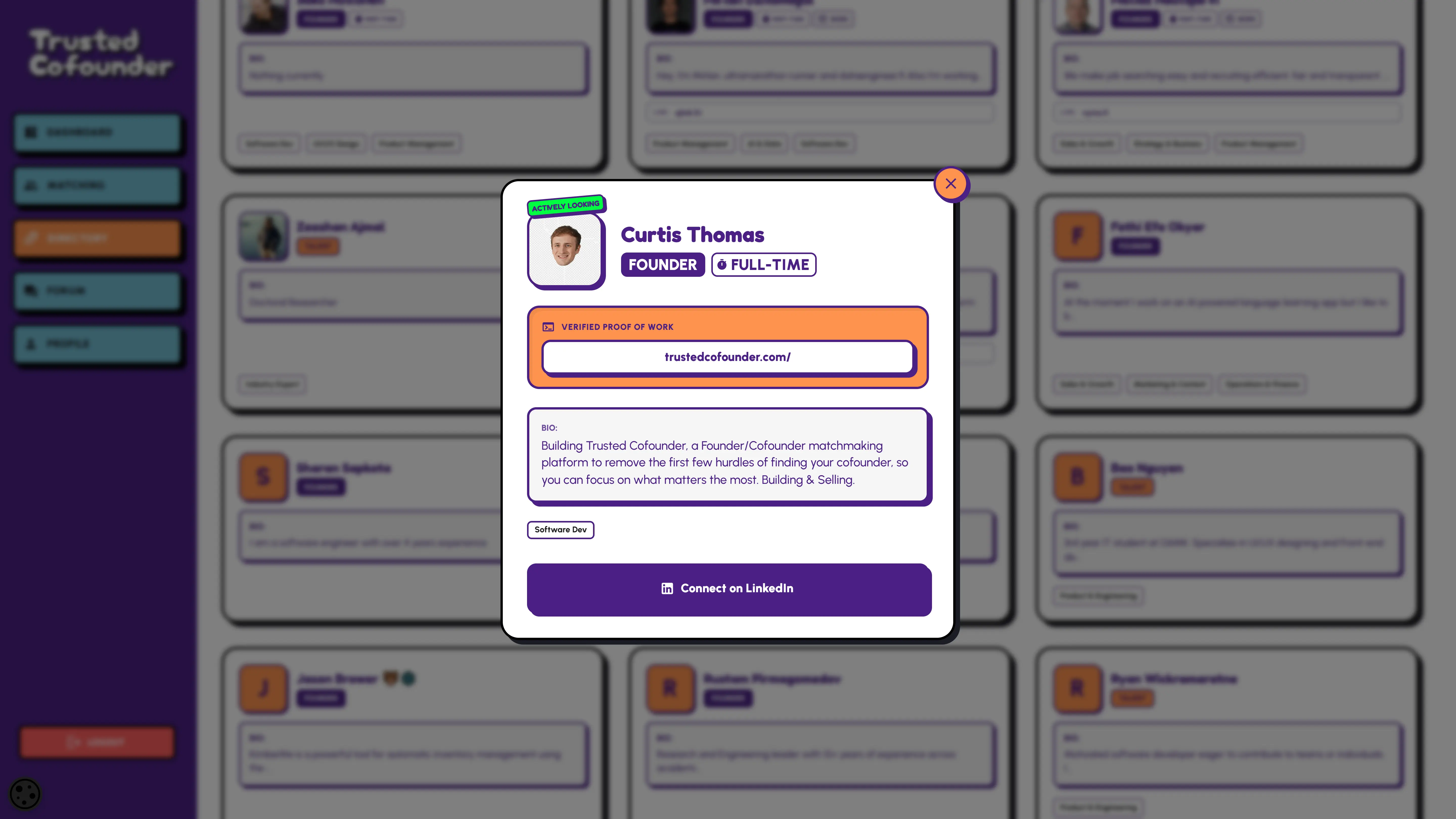 Trusted Cofounder Interface